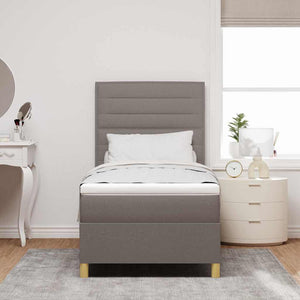 LED Κρεβάτι με βάθρο με στρώμα Taupe 100 x 200 cm ύφασμα - Pakobazaar