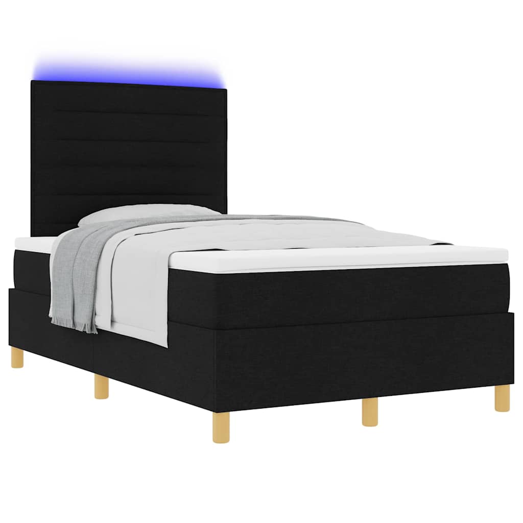 LED Κρεβάτι με βάθρο με στρώμα Μαύρο 120 x 190 cm ύφασμα - Pakobazaar