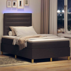 LED Κρεβάτι με βάθρο με στρώμα Σκούρο Καφέ 120 x 190 cm ύφασμα - Pakobazaar