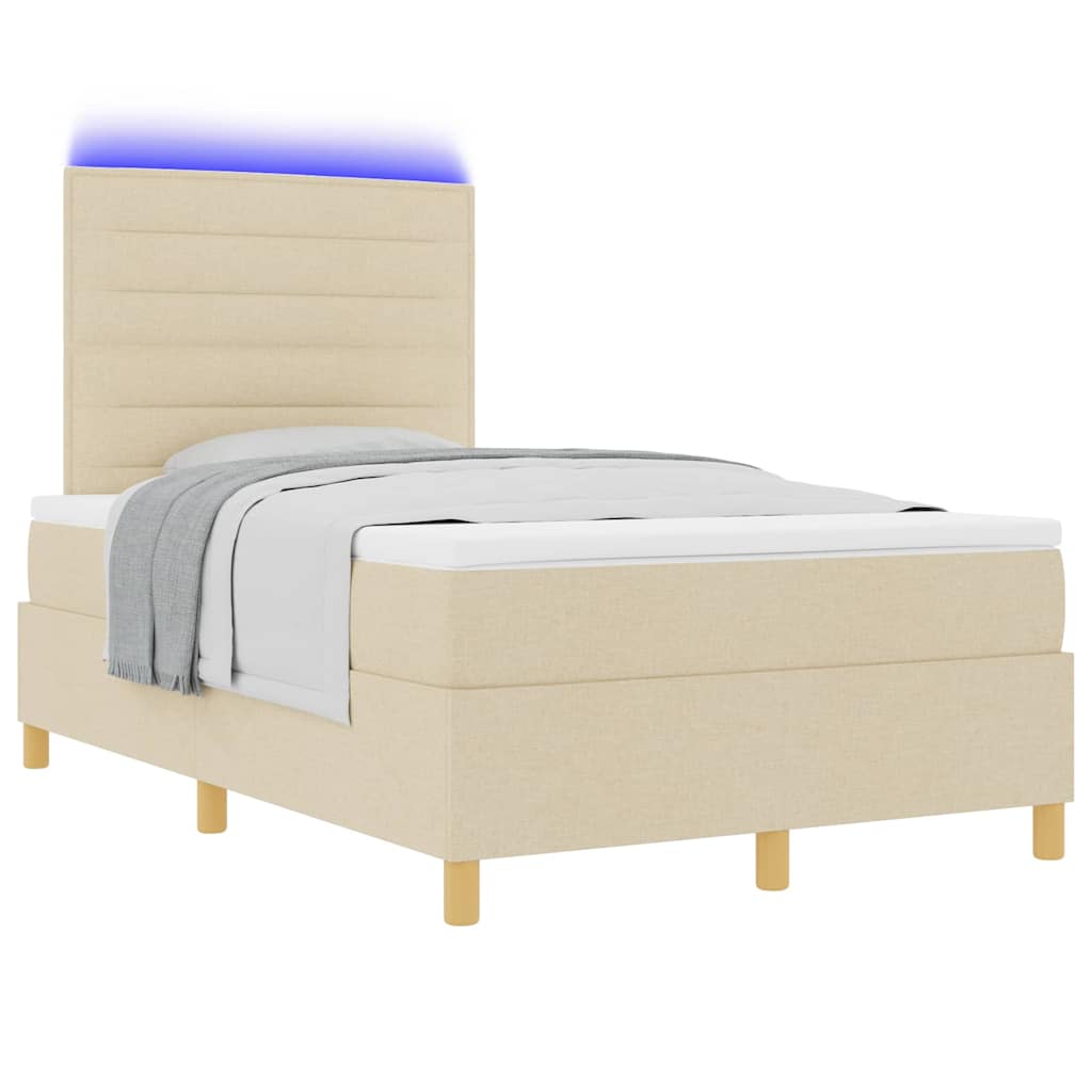 LED Κρεβάτι με βάθρο με κεφαλάρι Κρεμ 120 x 200 cm ύφασμα - Pakobazaar