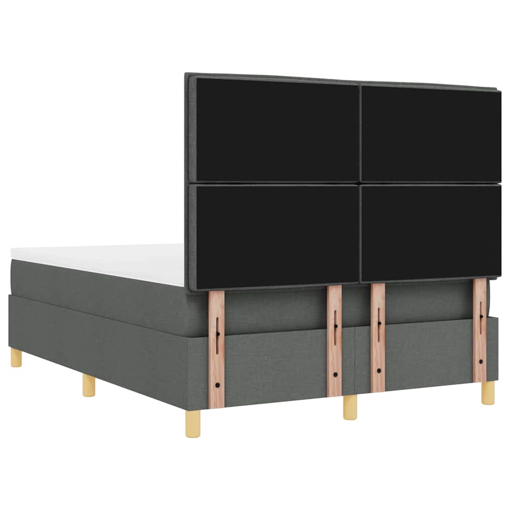 LED Κρεβάτι με βάθρο με στρώμα Σκούρο Γκρι 140 x 200 cm ύφασμα - Pakobazaar