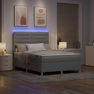 LED Κρεβάτι με βάθρο με στρώμα Ανοιχτό γκρι 160 x 200 cm ύφασμα - Pakobazaar
