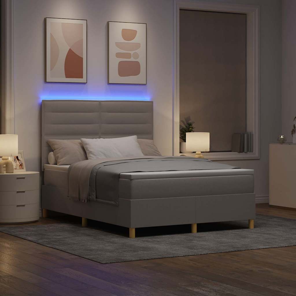 LED Κρεβάτι με βάθρο με κεφαλάρι Taupe 160 x 200 cm ύφασμα - Pakobazaar