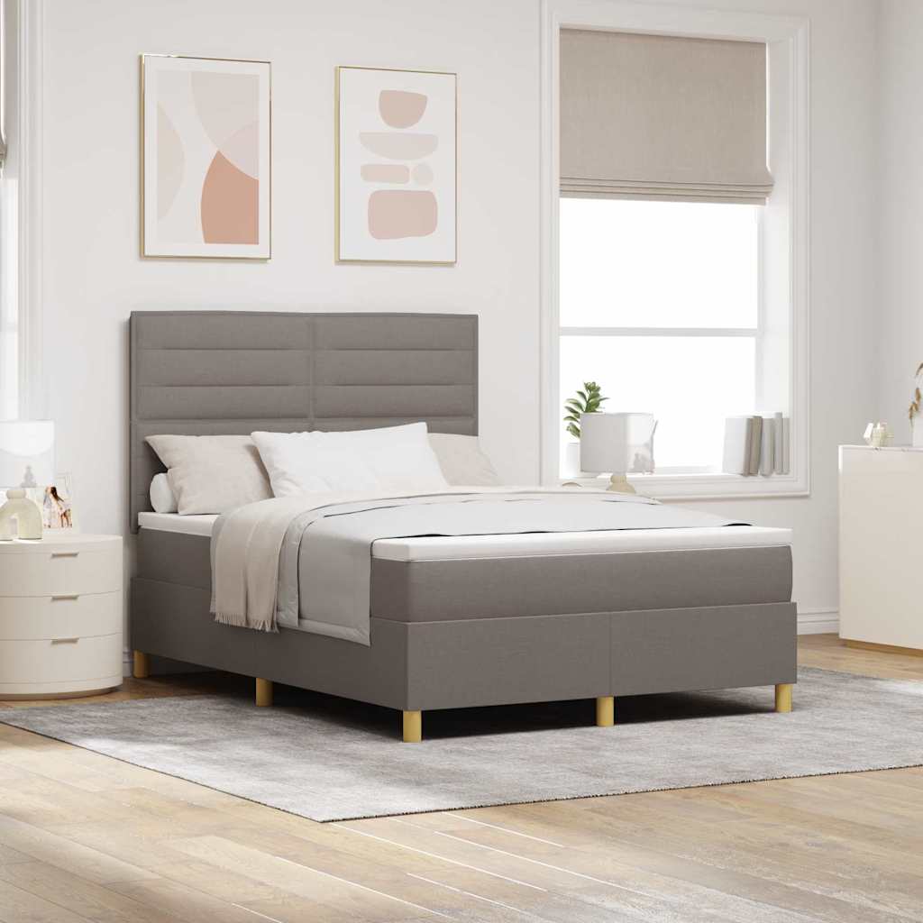 LED Κρεβάτι με βάθρο με κεφαλάρι Taupe 160 x 200 cm ύφασμα - Pakobazaar