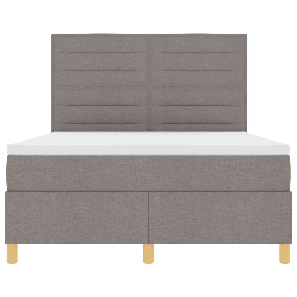 LED Κρεβάτι με βάθρο με κεφαλάρι Taupe 160 x 200 cm ύφασμα - Pakobazaar
