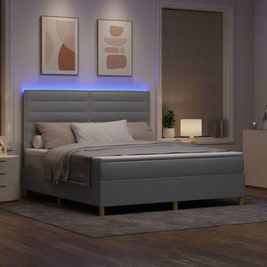 LED Κρεβάτι με βάθρο Ανοιχτό γκρι 180 x 200 cm ύφασμα