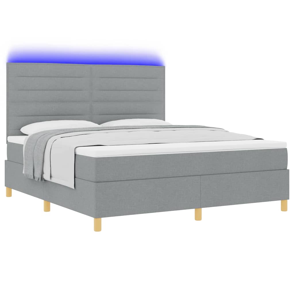 LED Κρεβάτι με βάθρο Ανοιχτό γκρι 180 x 200 cm ύφασμα