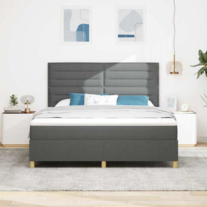 LED Κρεβάτι με βάθρο Σκούρο Γκρι 180 x 200 cm ύφασμα - Pakobazaar