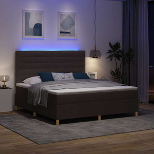 LED Κρεβάτι με βάθρο Σκούρο Καφέ 180 x 200 cm ύφασμα - Pakobazaar