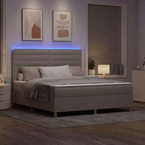 LED Κρεβάτι με βάθρο με κεφαλάρι Taupe 180 x 200 cm ύφασμα - Pakobazaar