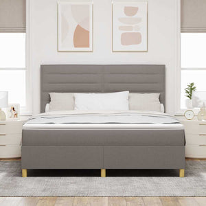 LED Κρεβάτι με βάθρο με κεφαλάρι Taupe 180 x 200 cm ύφασμα - Pakobazaar