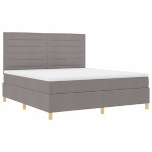 LED Κρεβάτι με βάθρο με κεφαλάρι Taupe 180 x 200 cm ύφασμα - Pakobazaar