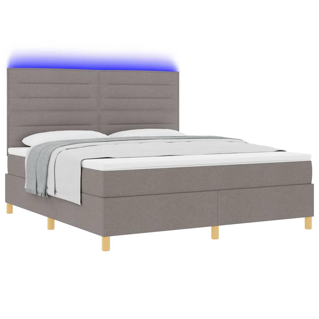 LED Κρεβάτι με βάθρο με στρώμα Taupe 180 x 200 cm ύφασμα - Pakobazaar