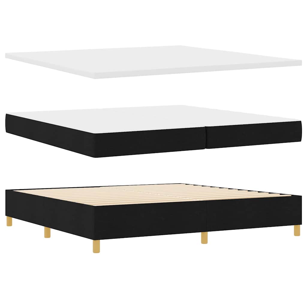 LED Κρεβάτι με βάθρο με στρώμα Μαύρο 200 x 200 cm ύφασμα - Pakobazaar