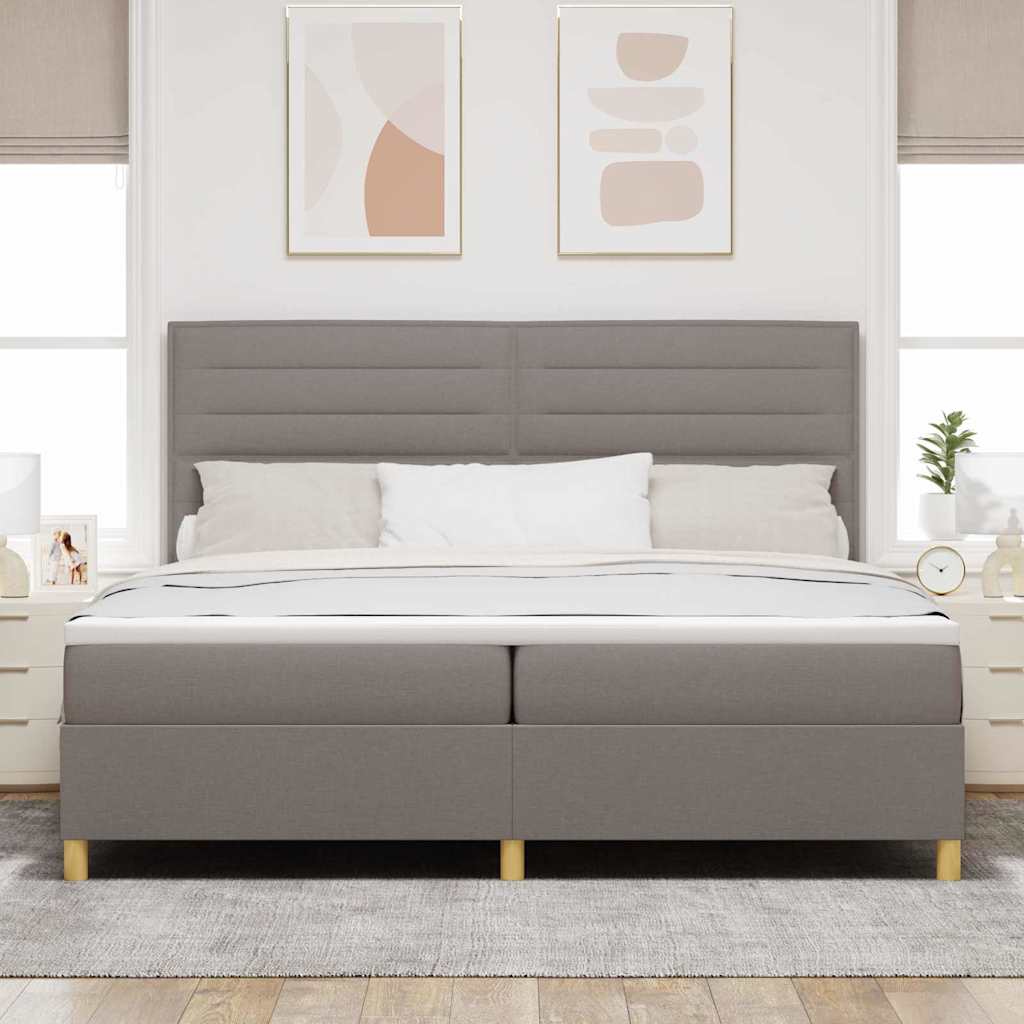 LED Κρεβάτι με βάθρο με στρώμα Taupe 200 x 200 cm ύφασμα - Pakobazaar