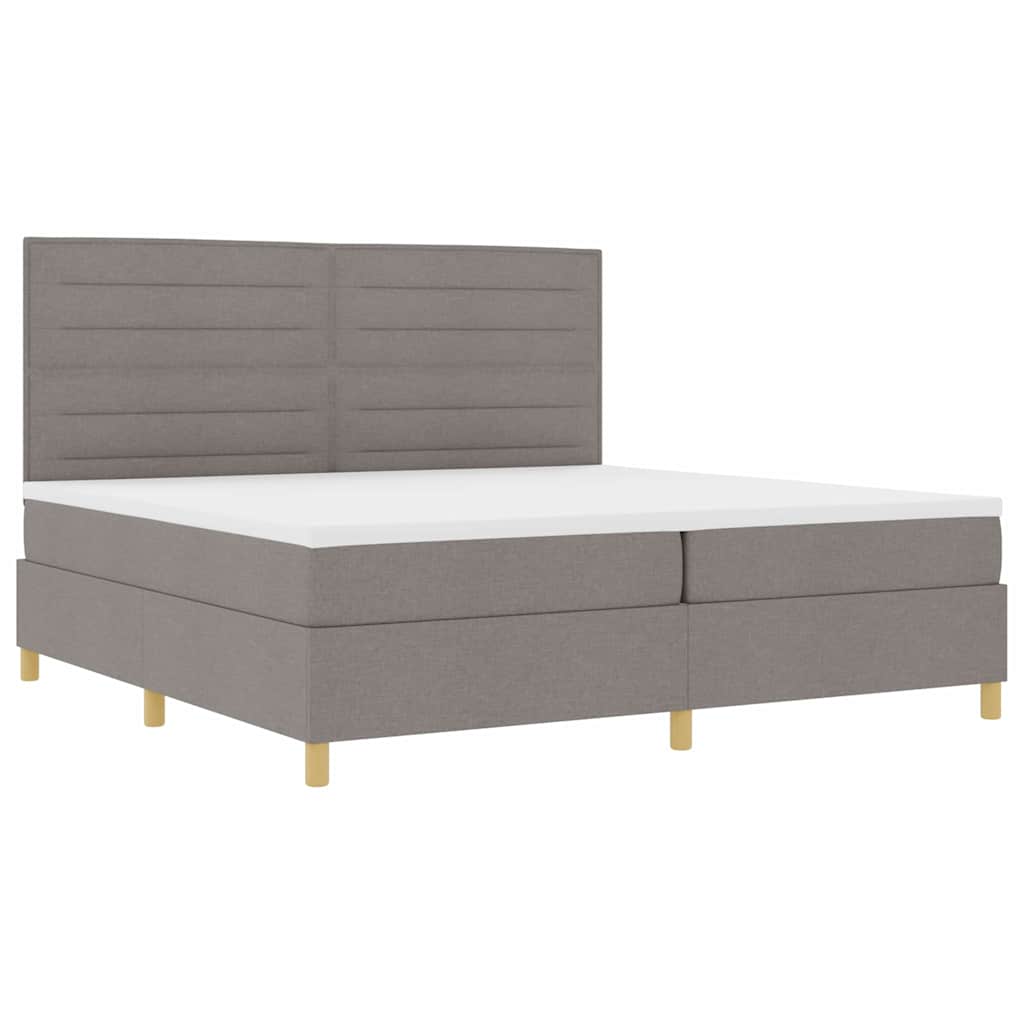 LED Κρεβάτι με βάθρο με στρώμα Taupe 200 x 200 cm ύφασμα - Pakobazaar