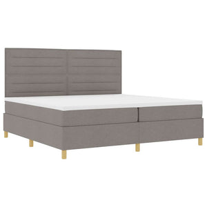 LED Κρεβάτι με βάθρο με κεφαλάρι Taupe 200 x 200 cm ύφασμα