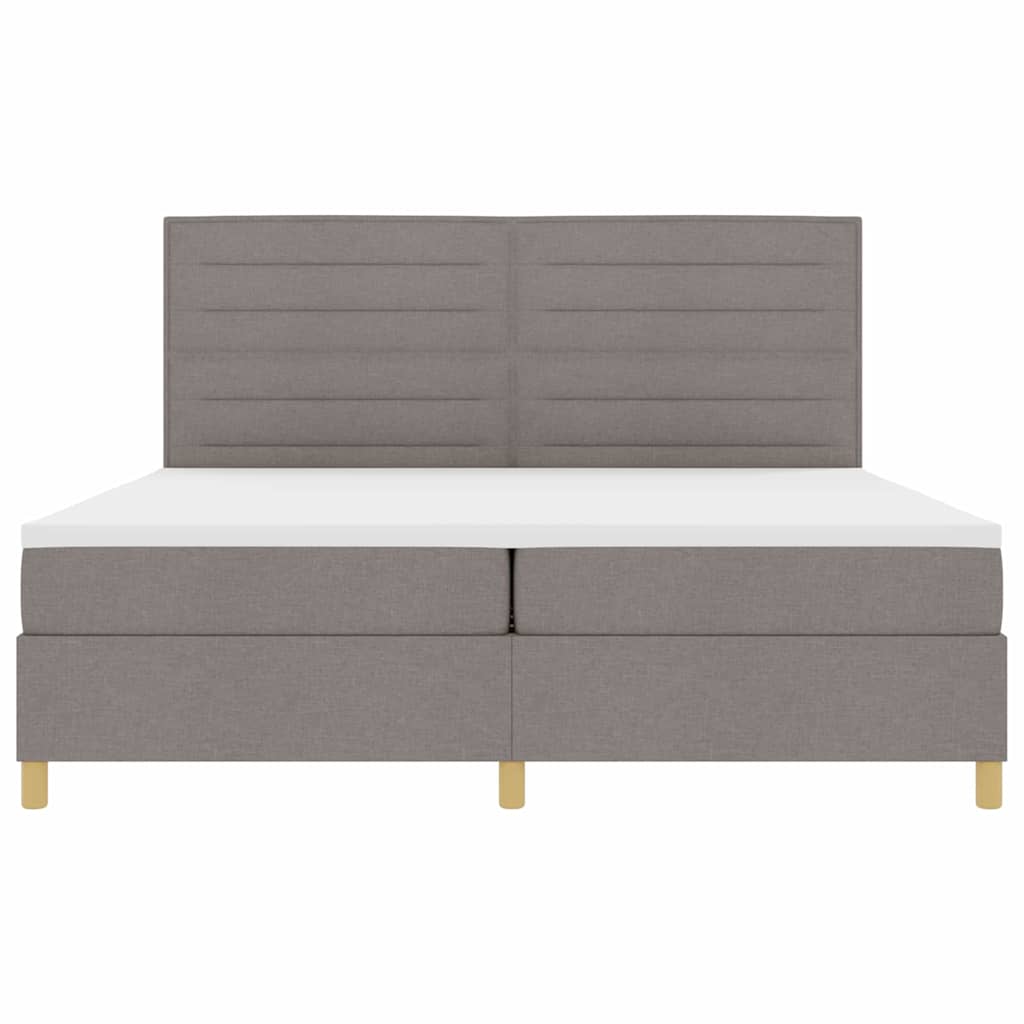 LED Κρεβάτι με βάθρο με στρώμα Taupe 200 x 200 cm ύφασμα - Pakobazaar
