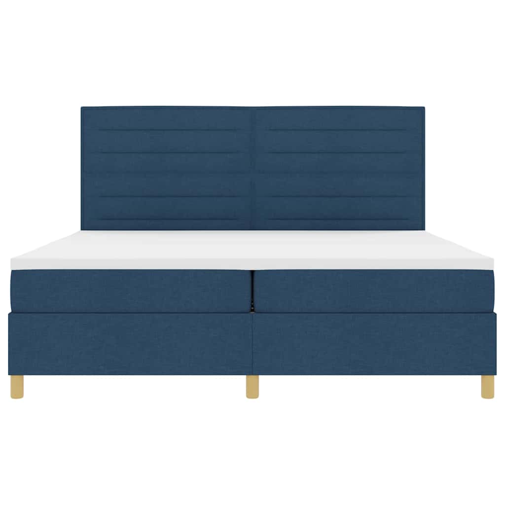 LED Κρεβάτι με βάθρο με στρώμα Μπλε 200 x 200 cm ύφασμα - Pakobazaar