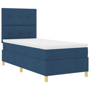 LED Κρεβάτι με βάθρο με στρώμα Μπλε 80 x 200 cm ύφασμα - Pakobazaar