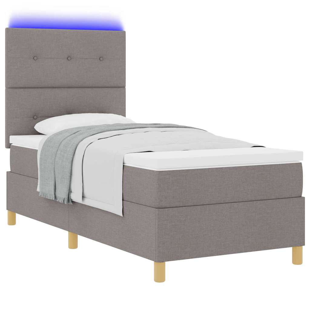 LED Κρεβάτι με βάθρο με στρώμα Taupe 90 x 190 cm ύφασμα
