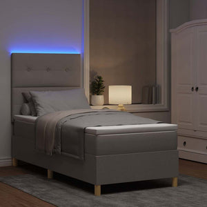 LED Κρεβάτι με βάθρο με στρώμα Taupe 90 x 200 cm ύφασμα - Pakobazaar