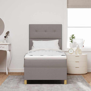 LED Κρεβάτι με βάθρο με στρώμα Taupe 90 x 200 cm ύφασμα - Pakobazaar