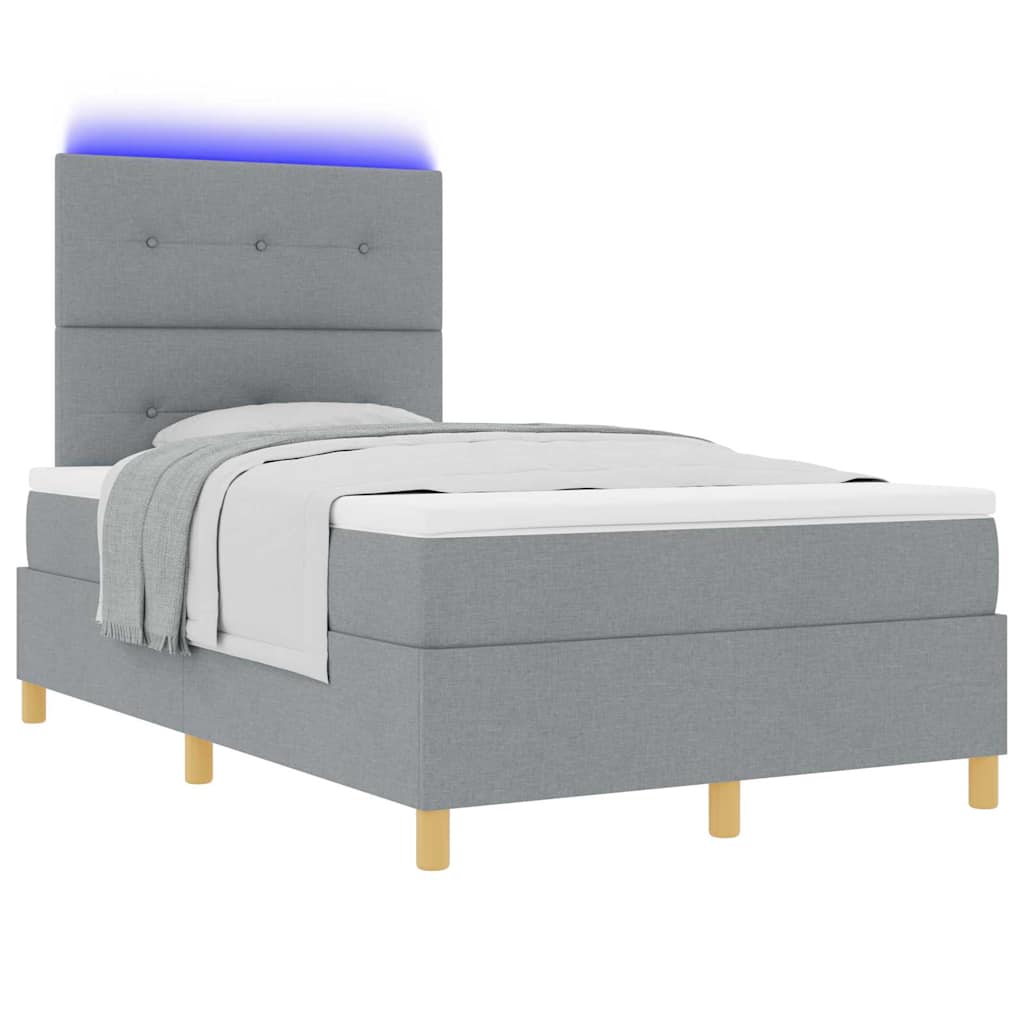 LED Κρεβάτι με βάθρο Ανοιχτό γκρι 120 x 190 cm ύφασμα - Pakobazaar