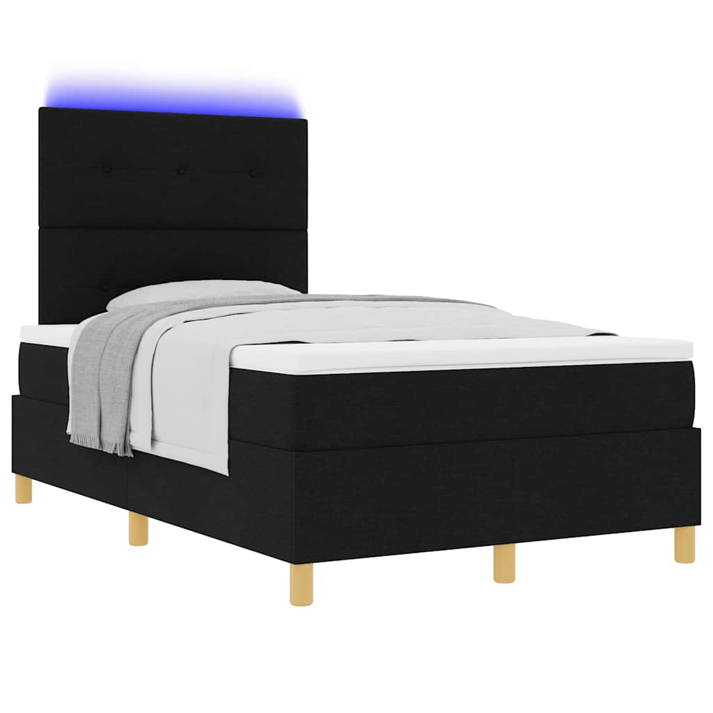 LED Κρεβάτι με βάθρο με κεφαλάρι Μαύρο 120 x 190 cm ύφασμα - Pakobazaar