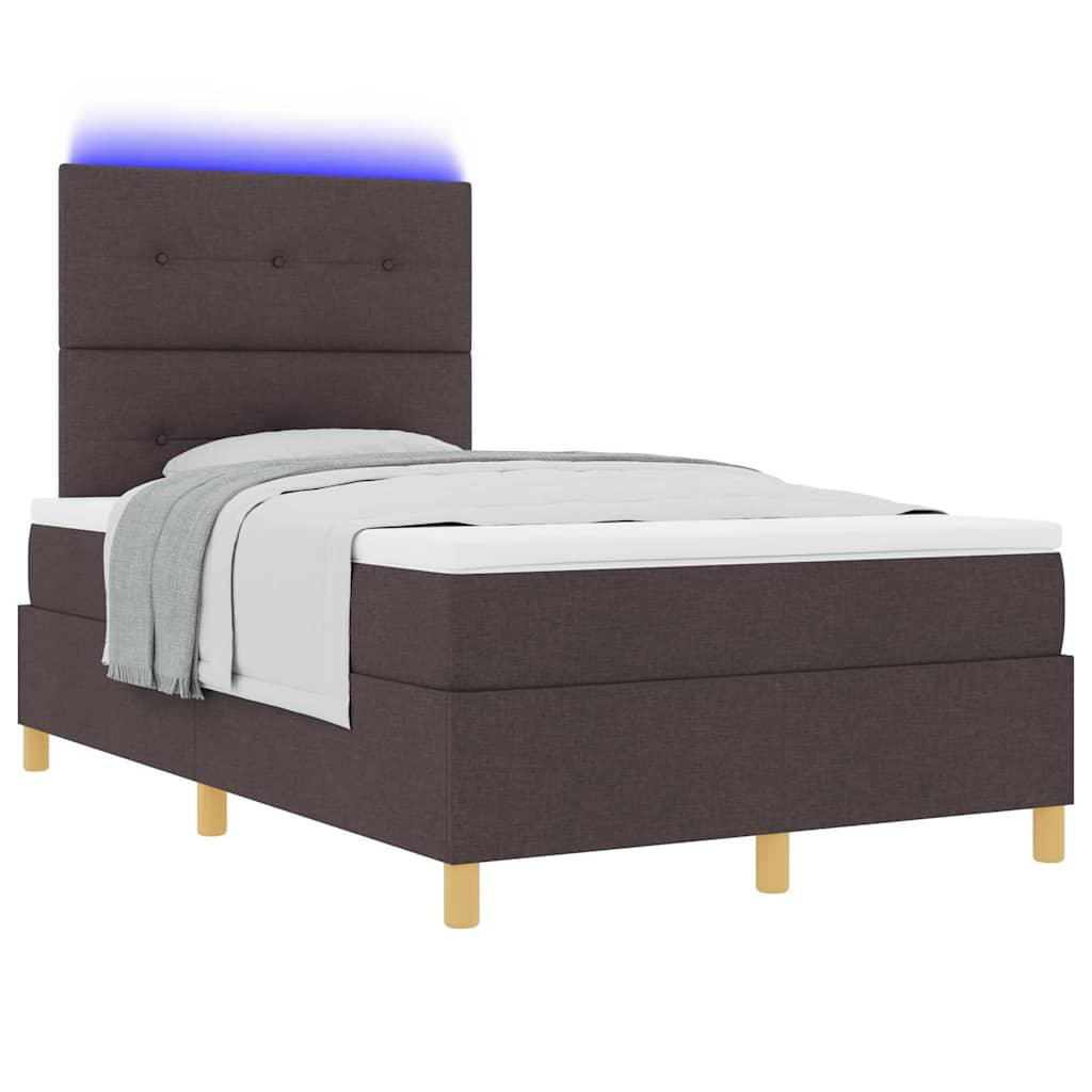 LED Κρεβάτι με βάθρο Σκούρο Καφέ 120 x 190 cm ύφασμα - Pakobazaar