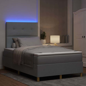 LED Κρεβάτι με βάθρο Ανοιχτό γκρι 120 x 200 cm ύφασμα - Pakobazaar