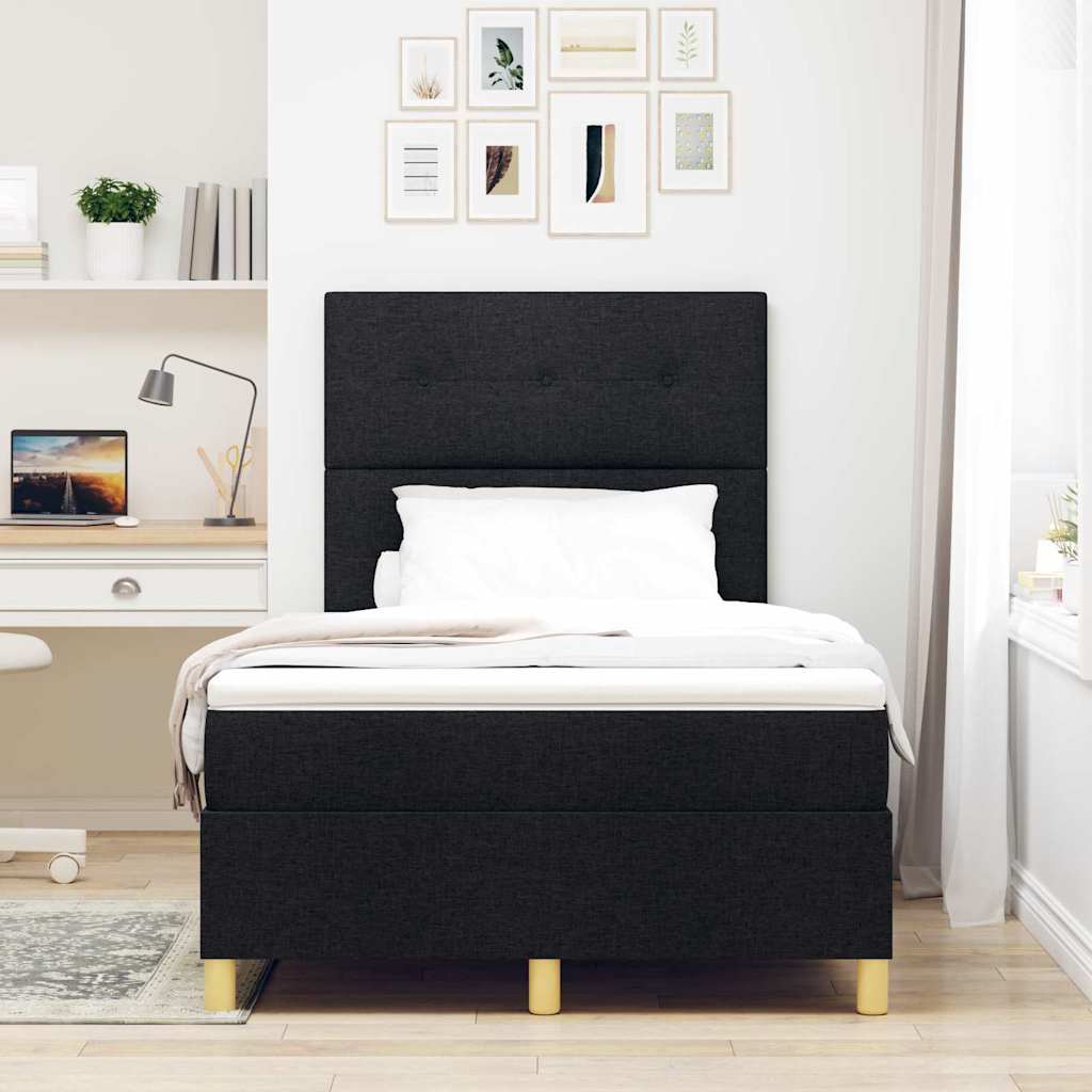 LED Κρεβάτι με βάθρο με στρώμα Μαύρο 120 x 200 cm ύφασμα - Pakobazaar