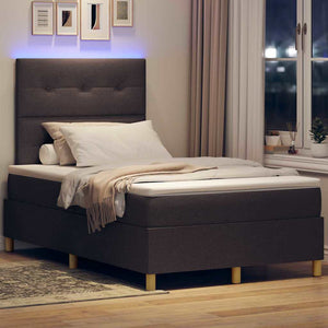 LED Κρεβάτι με βάθρο Σκούρο Καφέ 120 x 200 cm ύφασμα - Pakobazaar