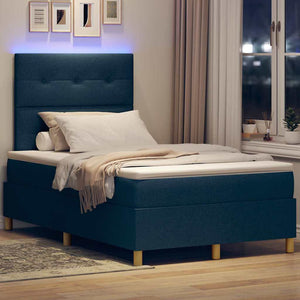 LED Κρεβάτι με βάθρο με στρώμα Μπλε 120 x 200 cm ύφασμα - Pakobazaar