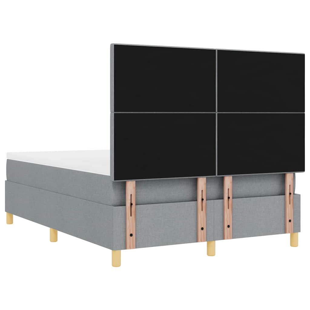 LED Κρεβάτι με βάθρο με στρώμα Ανοιχτό γκρι 140 x 190 cm ύφασμα - Pakobazaar