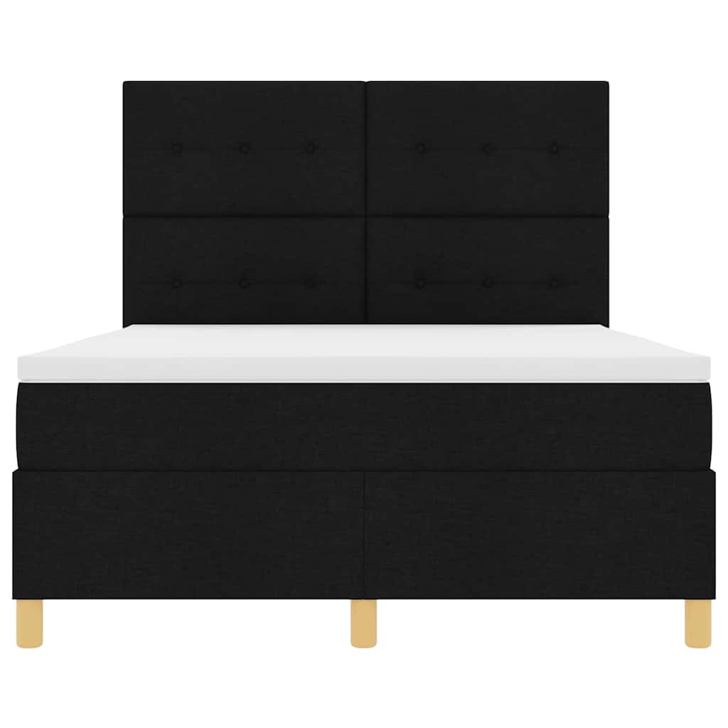 LED Κρεβάτι με βάθρο με στρώμα Μαύρο 140 x 190 cm ύφασμα - Pakobazaar