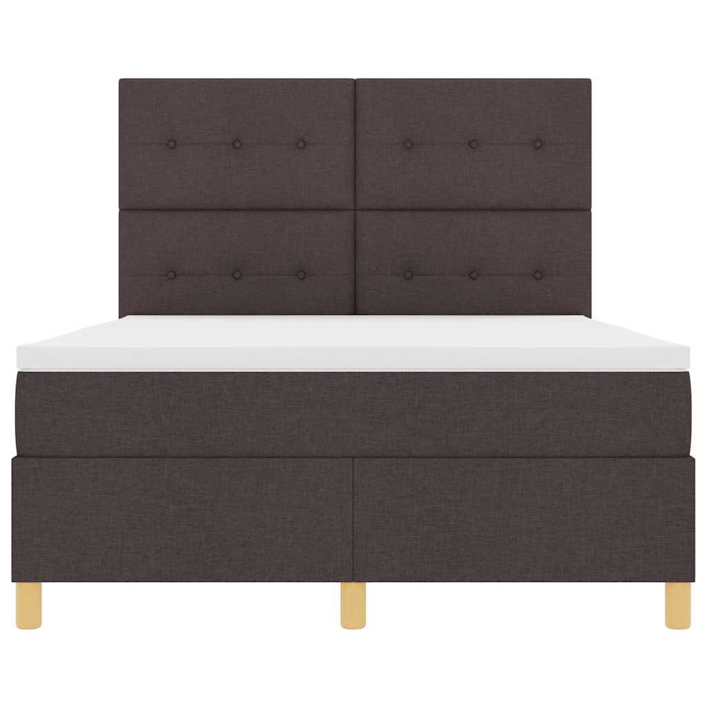 LED Κρεβάτι με βάθρο με στρώμα Σκούρο Καφέ 140 x 190 cm ύφασμα - Pakobazaar