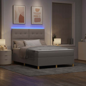 LED Κρεβάτι με βάθρο με στρώμα Taupe 140 x 190 cm ύφασμα - Pakobazaar