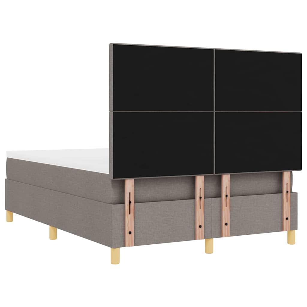 LED Κρεβάτι με βάθρο με στρώμα Taupe 140 x 190 cm ύφασμα - Pakobazaar