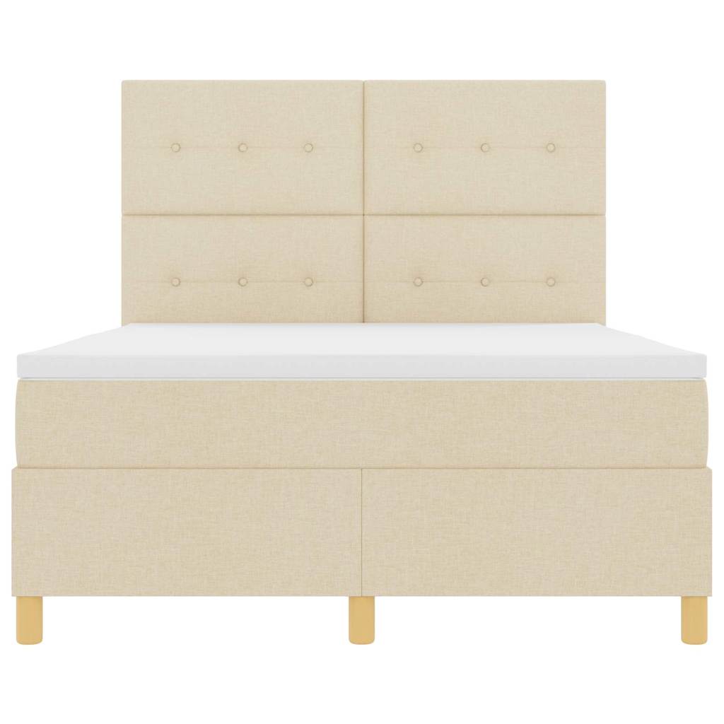 LED Κρεβάτι με βάθρο με στρώμα Κρεμ 140 x 200 cm ύφασμα - Pakobazaar