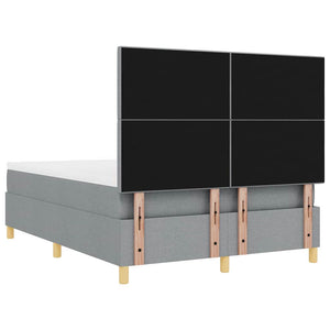 LED Κρεβάτι με βάθρο με στρώμα Ανοιχτό γκρι 160 x 200 cm ύφασμα - Pakobazaar