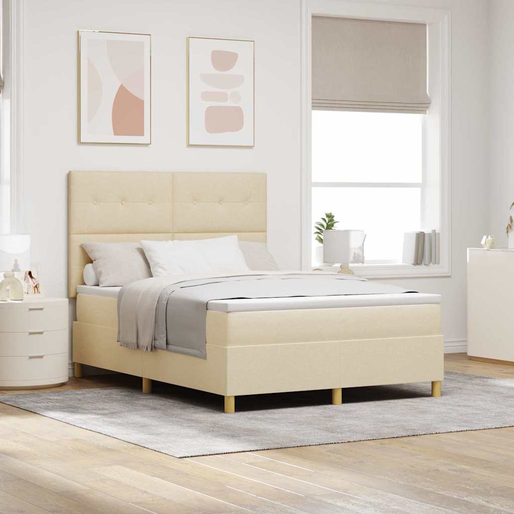 LED Κρεβάτι με βάθρο με στρώμα Κρεμ 160 x 200 cm ύφασμα - Pakobazaar