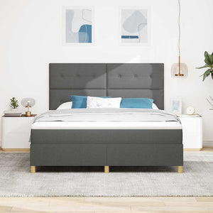 LED Κρεβάτι με βάθρο Σκούρο Γκρι 180 x 200 cm ύφασμα - Pakobazaar
