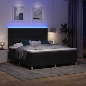 LED Κρεβάτι με βάθρο με στρώμα Μαύρο 180 x 200 cm ύφασμα - Pakobazaar