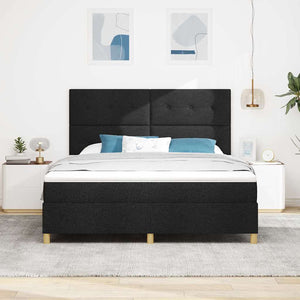 LED Κρεβάτι με βάθρο με στρώμα Μαύρο 180 x 200 cm ύφασμα - Pakobazaar