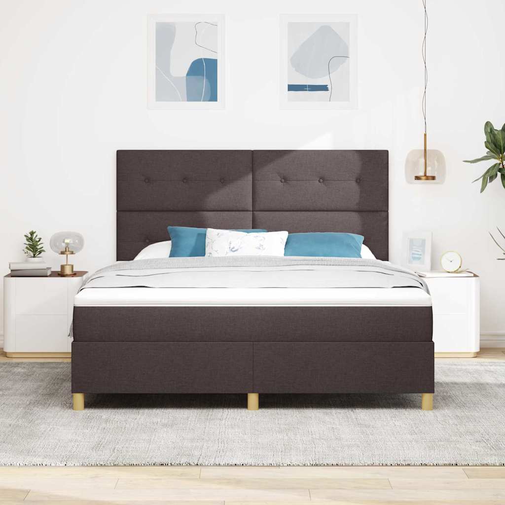 LED Κρεβάτι με βάθρο Σκούρο Καφέ 180 x 200 cm ύφασμα - Pakobazaar