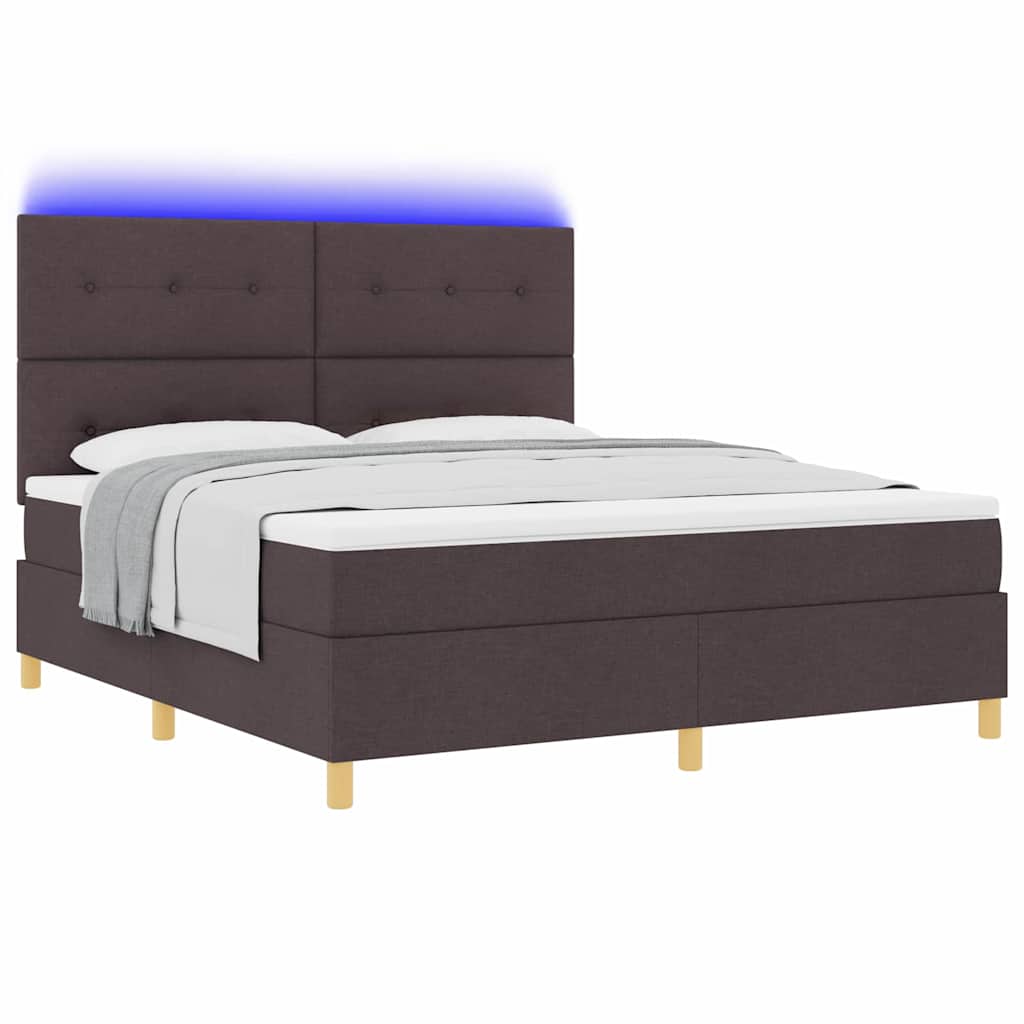 LED Κρεβάτι με βάθρο Σκούρο Καφέ 180 x 200 cm ύφασμα - Pakobazaar