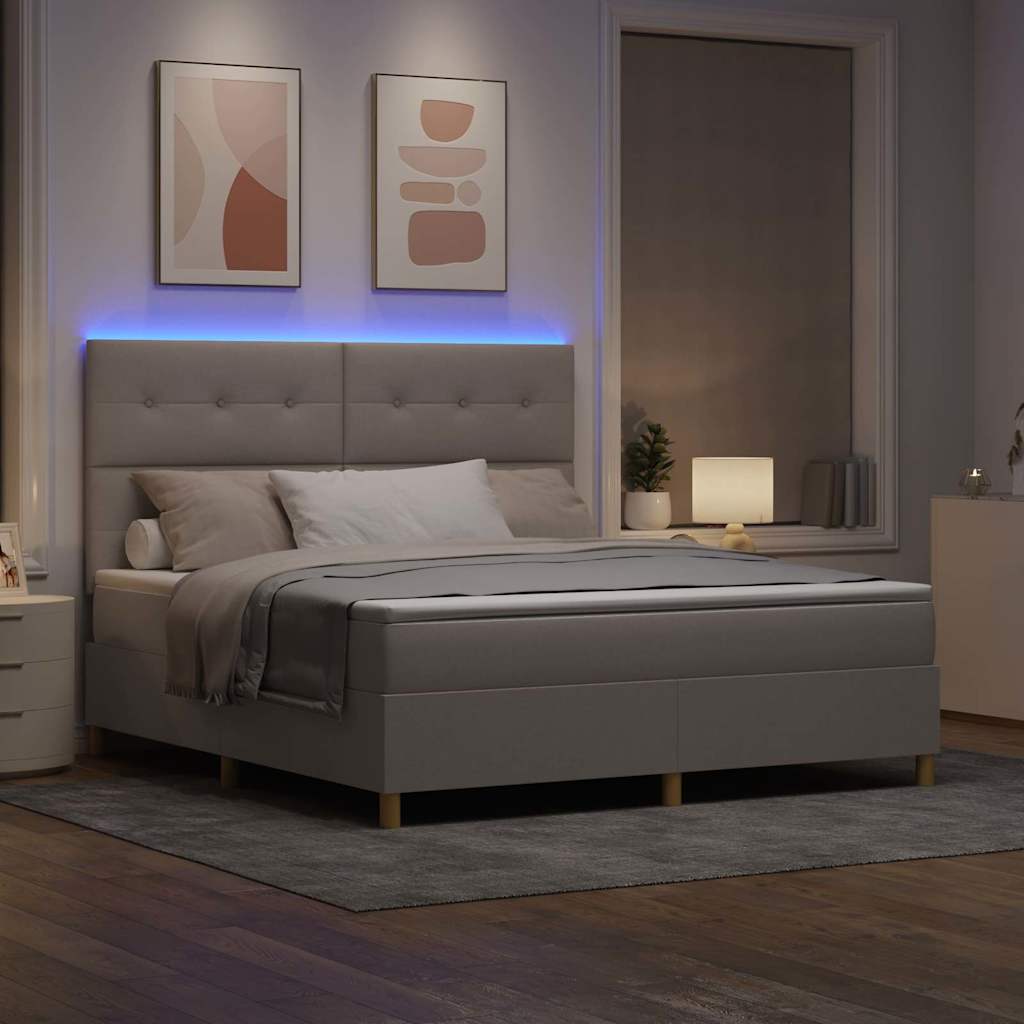 LED Κρεβάτι με βάθρο με στρώμα Taupe 180 x 200 cm ύφασμα - Pakobazaar