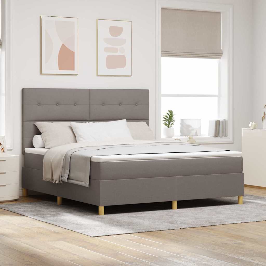 LED Κρεβάτι με βάθρο με στρώμα Taupe 180 x 200 cm ύφασμα - Pakobazaar