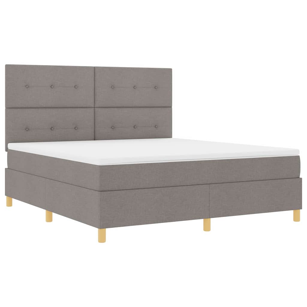 LED Κρεβάτι με βάθρο με στρώμα Taupe 180 x 200 cm ύφασμα - Pakobazaar